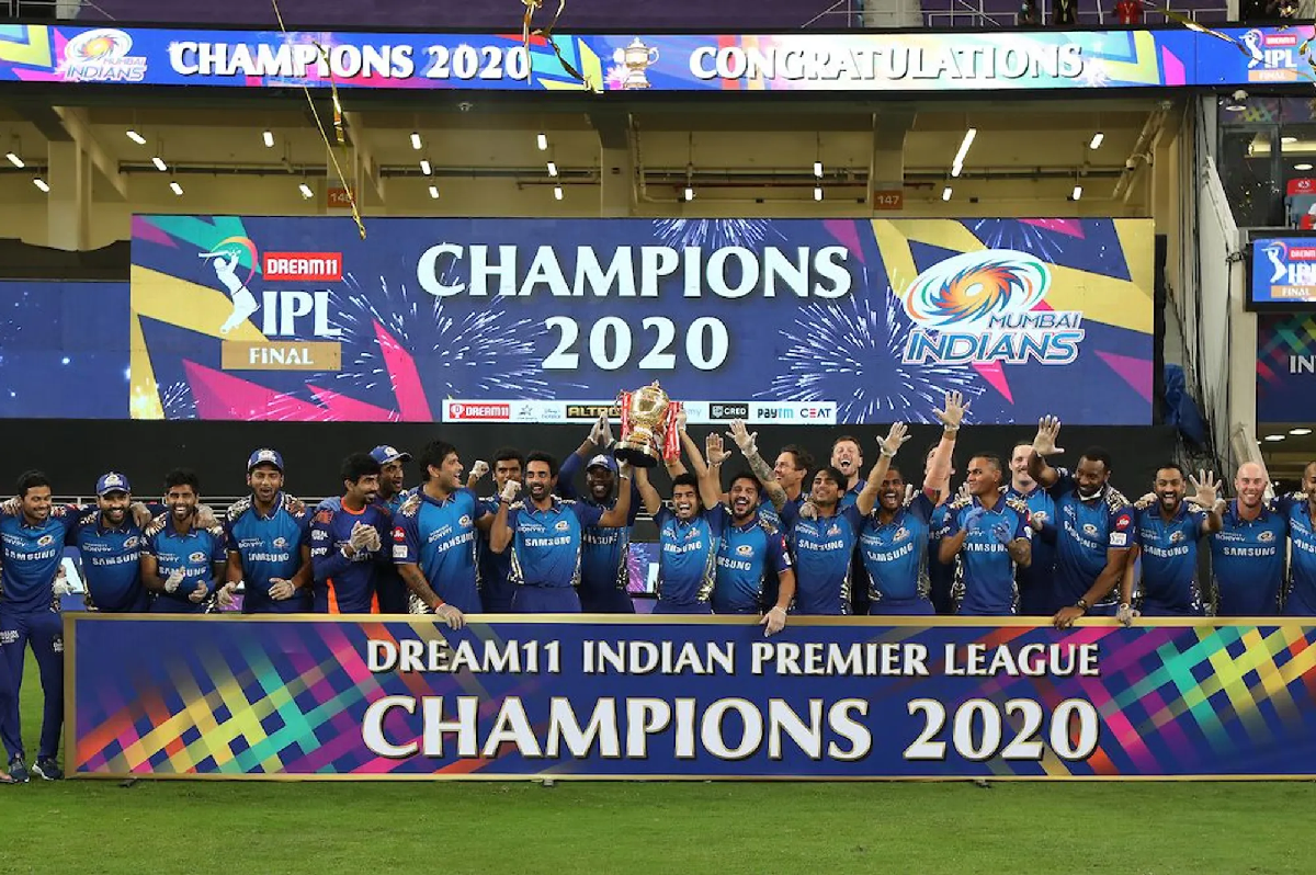 Mumbai Indians with IPL 2020 trophy