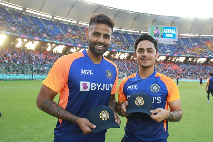 Suryakumar Yadav and Ishan Kishan were given their debut caps ahead of India's second T20I against England in Ahmedabad on Sunday. - SPORTZPICS