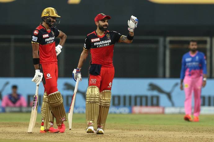 RCB openers Virat Kohli and Devdutt Padikkal put on a 150+ run partnership against RR in Mumbai on Thursday. – BCCI/IPL