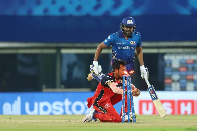 Mumbai Indians' Rohit Sharma was run out for 19. - BCCI/IPL