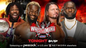 WWE WrestleMania 37. The New Day vs. AJ Styles and Omos