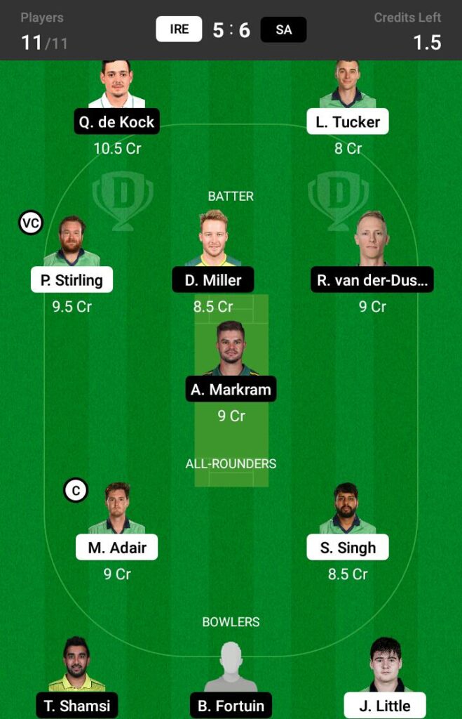 IRE vs SA Dream11 Prediction, Fantasy Cricket Tips ...