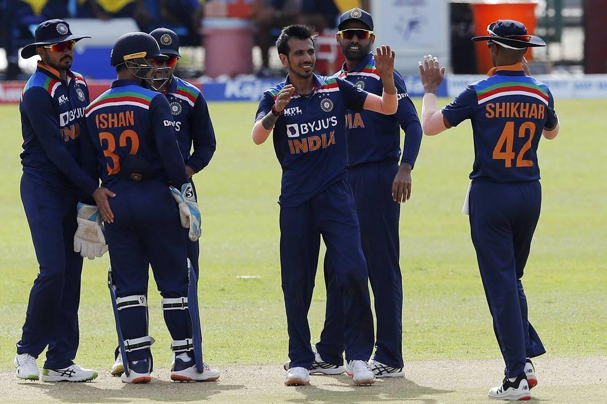 India's Yuzvendra Chahal celebrates the wicket of Sri Lanka's Avishka Fernando during the first one day international cricket match between Sri Lanka and India in Colombo, Sri Lanka. (AP Photo)