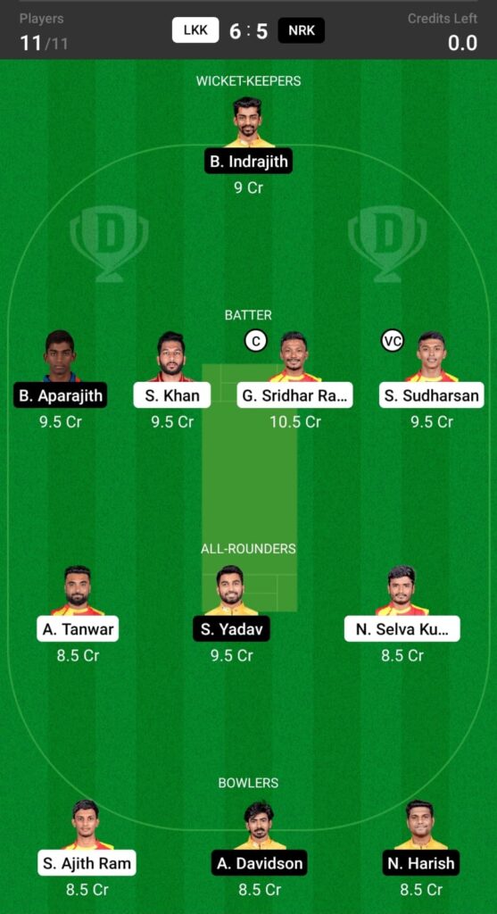 LKK vs NRK Dream11 Prediction, Fantasy Cricket Tips, Dream XI Team, Shriram TNPL T20 2021