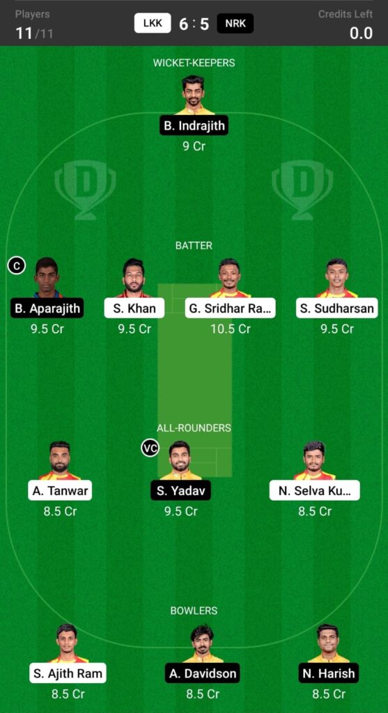 LKK vs NRK Dream11 Prediction, Fantasy Cricket Tips, Dream XI Team, Shriram TNPL T20 2021