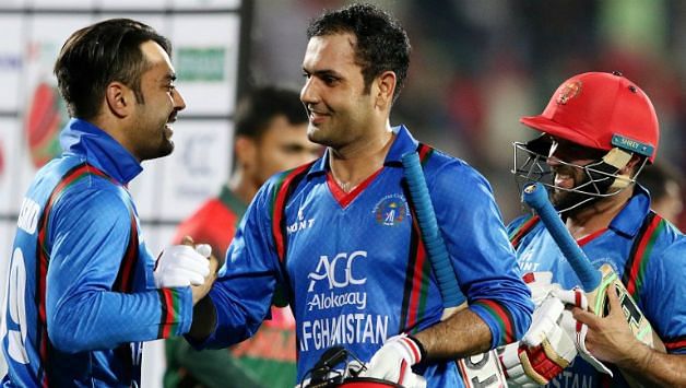 Rashid Khan and Mohammad Nabi playing for Aghanistan. Credits: Twitter