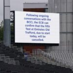 Manchester Test: The message on the scoreboard after the fifth Test was called off PA Photos/Getty Images