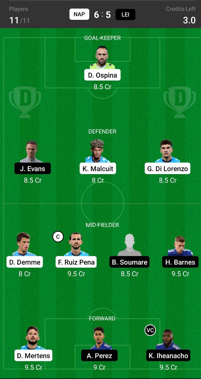 NAP vs LEI Dream11 Prediction, Fantasy Football Tips, Dream11 Team, Europa League 2021-22