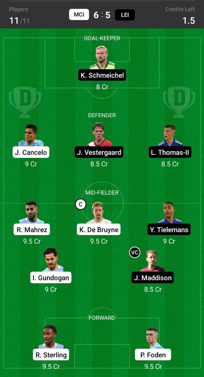 MCI vs LEI Dream11 Prediction, Fantasy Football Tips, Dream11 Team, Playing XI, And Injury Updates- Premier League 2021-22 1