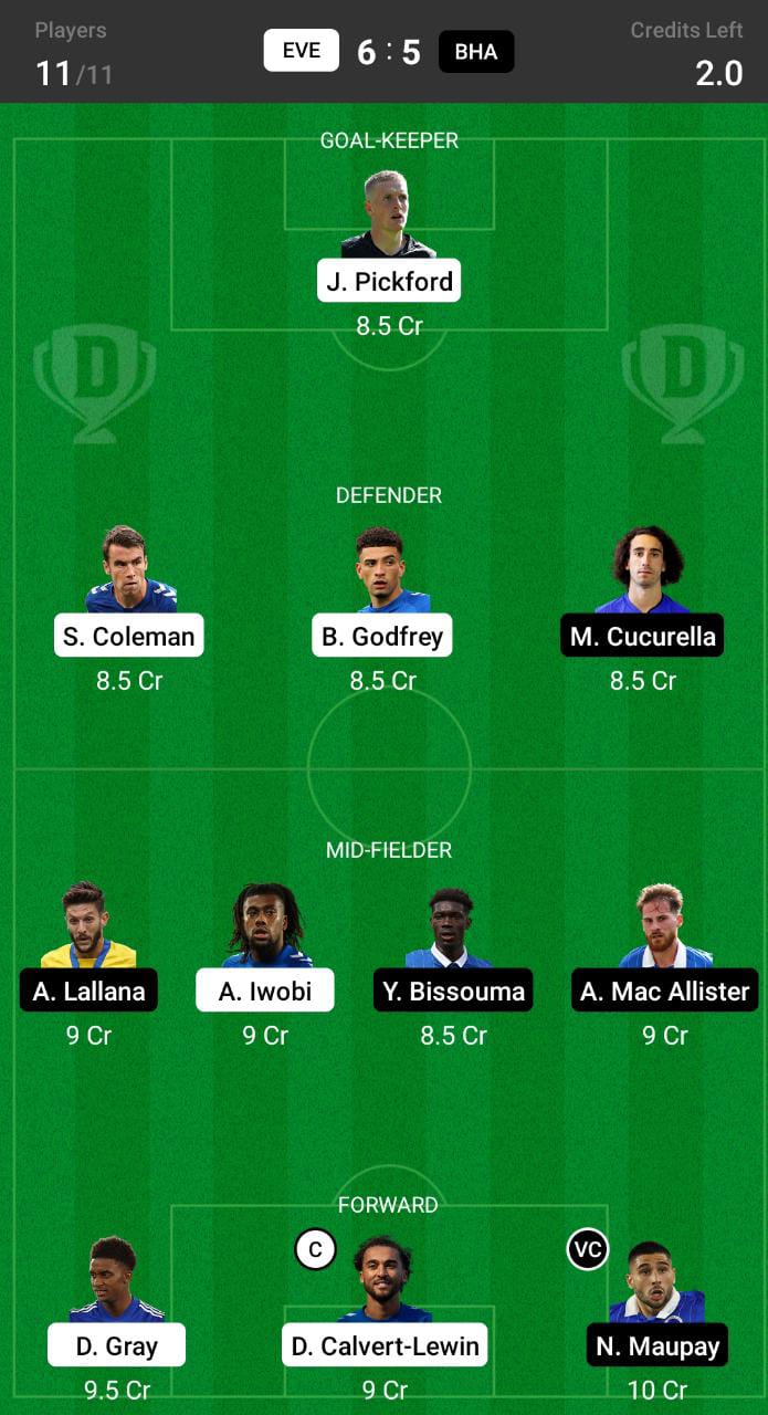 EVE vs BHA Dream11 Prediction, Dream11 Tips and Prediction, Premier League Dream11