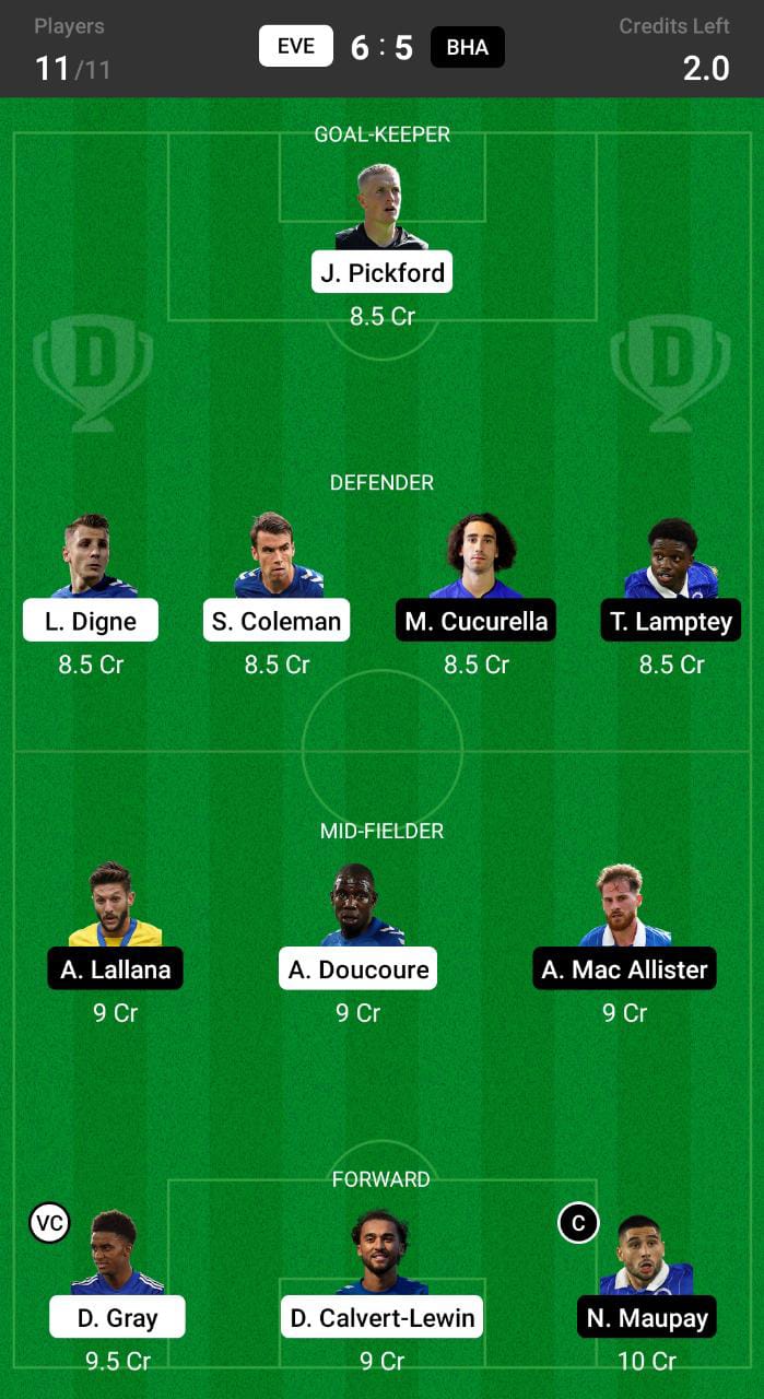 EVE vs BHA Dream11 Prediction, Dream11 Tips and Prediction, Premier League Dream11