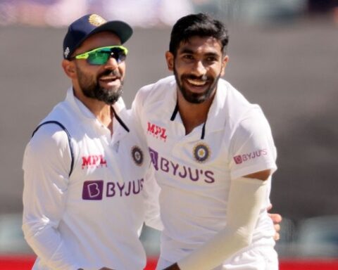 Jasprit Bumrah and Virat Kohli. (Photo by Daniel Kalisz – CA/Cricket Australia via Getty Images)