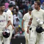 James Anderson, left, and Stuart Broad were still standing at the end of the Test RICK RYCROFT/AP