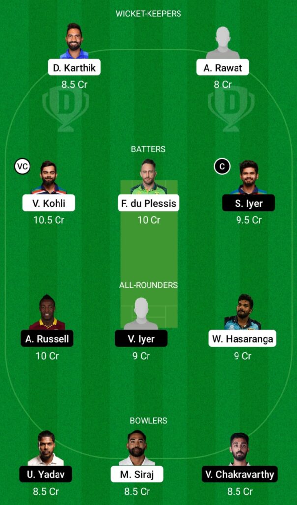 RCB vs KKR Dream11 Prediction, Fantasy Cricket Tips, Dream11 Team, IPL 2022