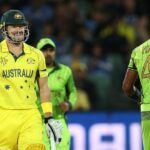 Shane Watson smiles as Pakistan's Wahab Riaz gives it to him. Picture: Phil Hillyard. Source: News Corp Australia
