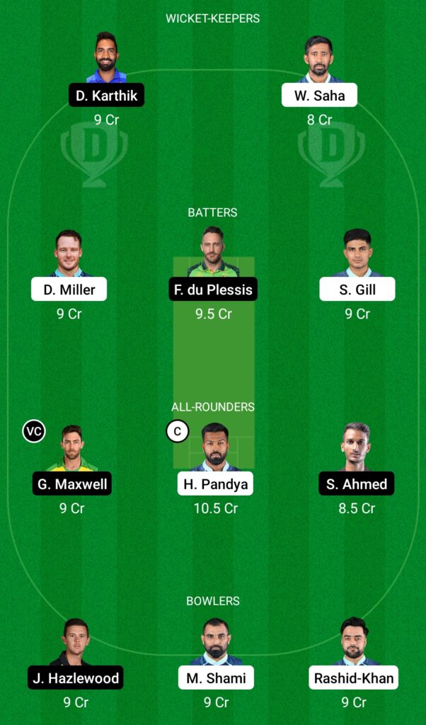 GT vs RCB Dream11 Prediction, Fantasy Cricket Tips, Dream11 Team, IPL 2022