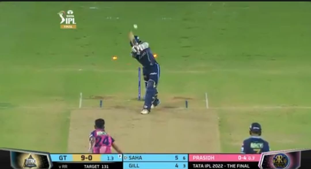 Wriddhiman Saha clean bowled by Prasidh Krishna