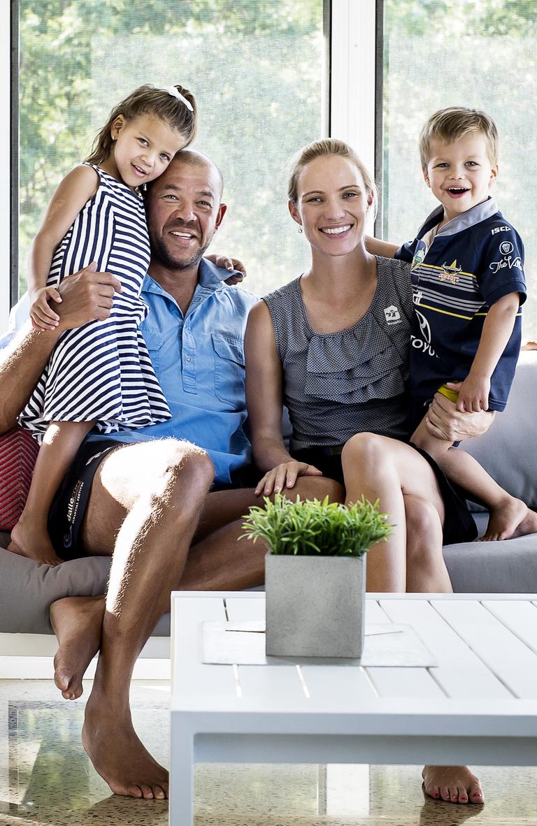 Andrew Symonds with wife Laura and kids