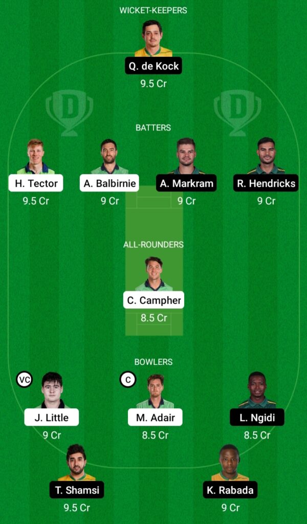 IRE vs SA Dream11 Prediction Fantasy Cricket Tips Dream11 Team Ireland vs South Africa T20I, 1st T20I