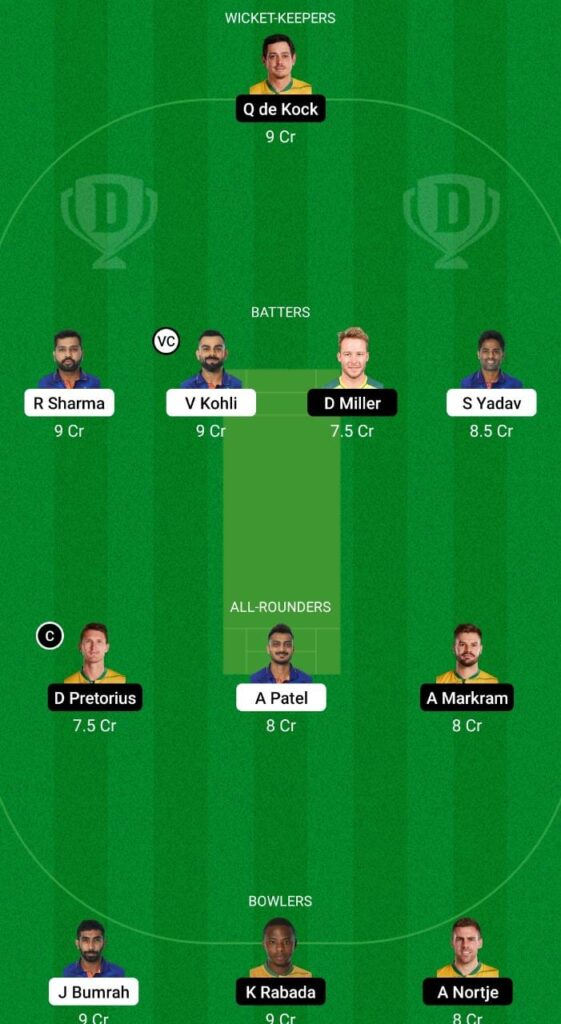 IND vs SA Dream11 Prediction Fantasy Cricket Tips Dream11 Team South Africa Tour of India 