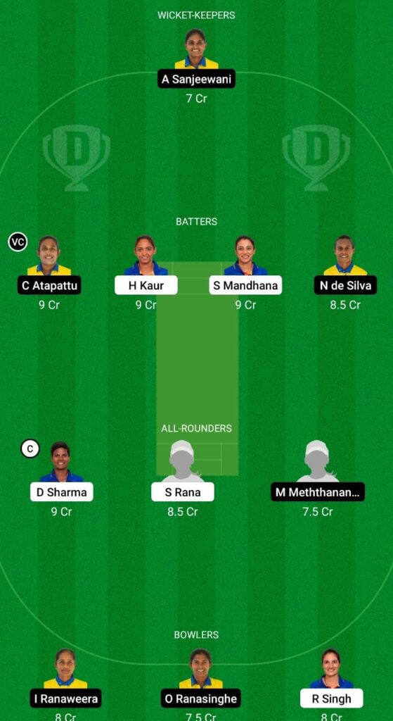 IN-W vs SL-W Dream11 Prediction Fantasy Cricket Tips Dream11 Team Women's Asia Cup 2022 