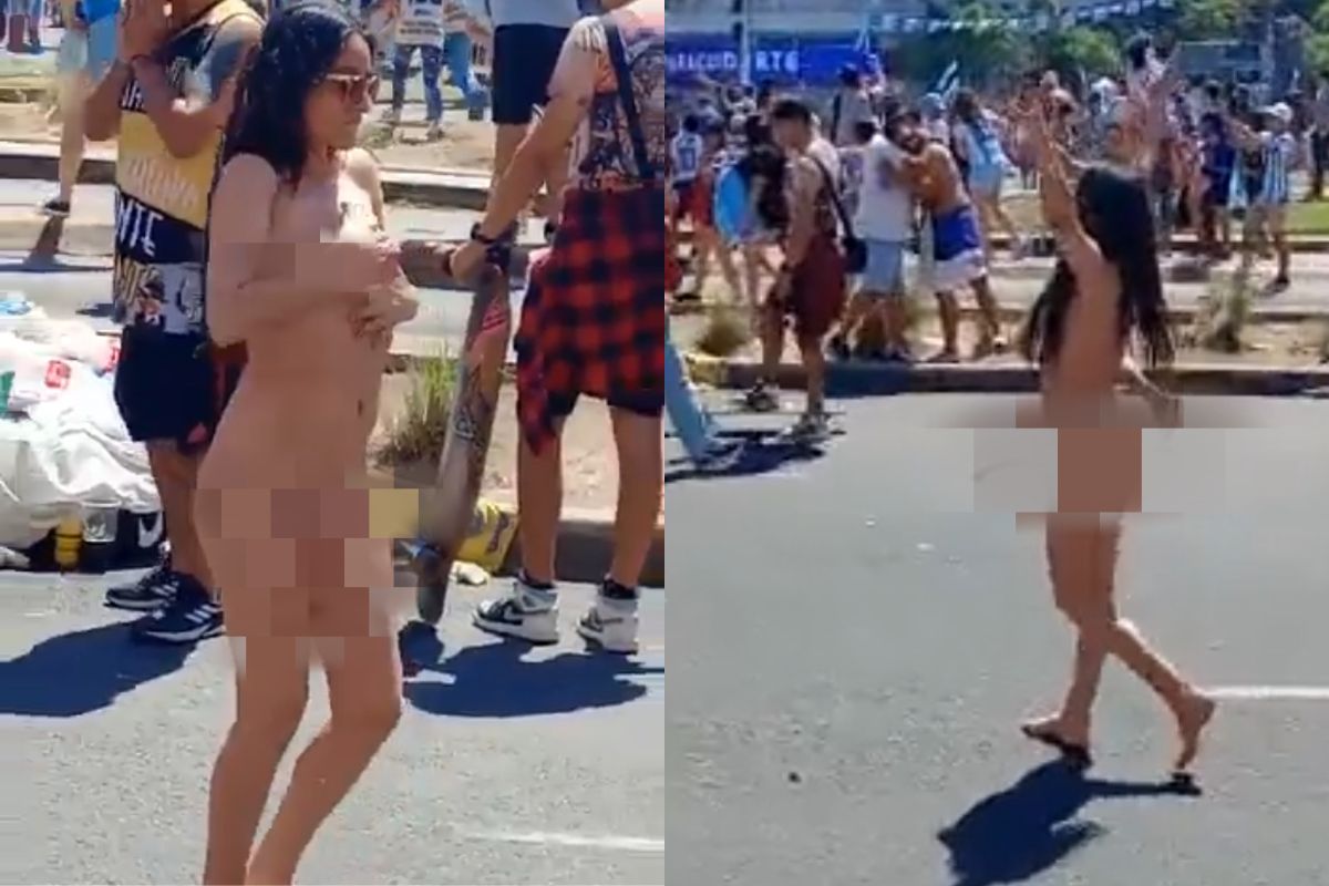 Female Fan Strips Naked During Wild Celebrations Of Argentina'S World Cup Win In Buenos Aires 3 Argentina