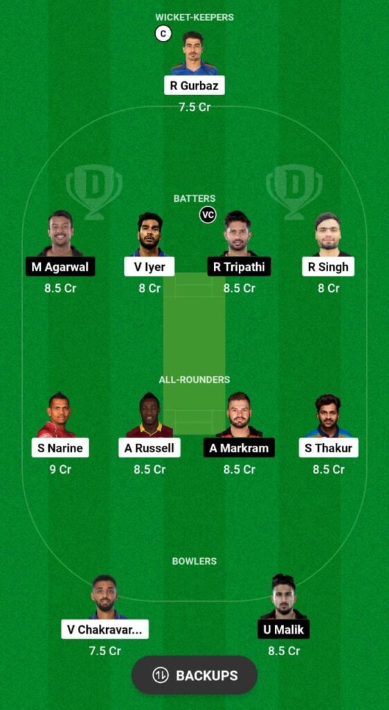 KKR vs SRH Dream11 Prediction 