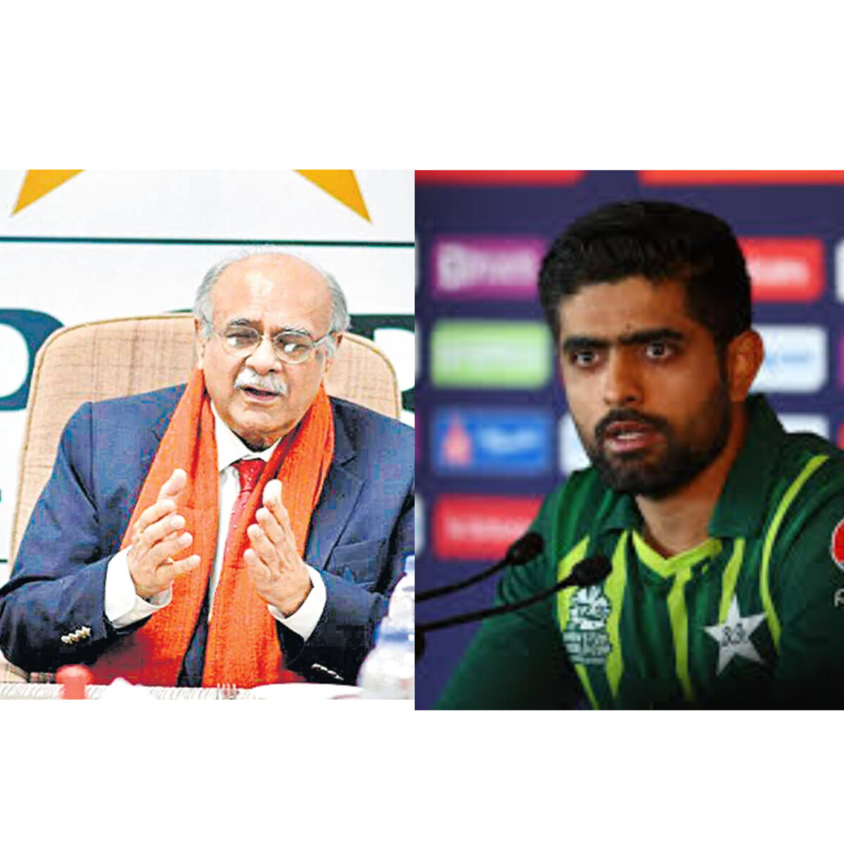 Najam Sethi PCB chairman and PAK skipper Babar Azam