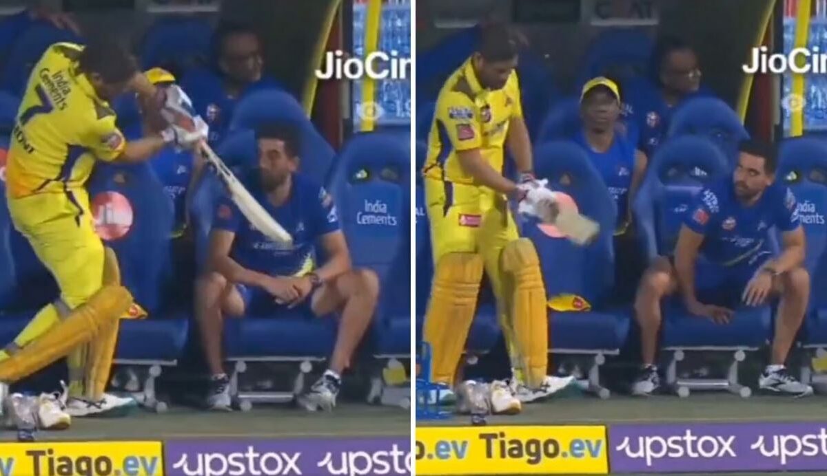 Watch- MS Dhoni Practices Bat Swing In Dugout, Deepak Chahar Hilariously Moves From His Seat To Avoid Getting Hit in RCB vs CSK Match 4 Babar Azam