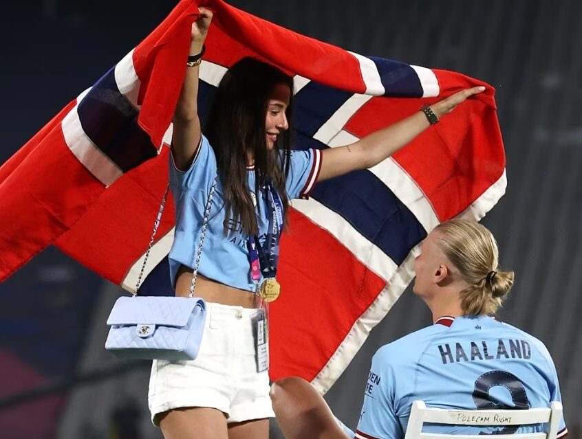 Erling Haaland with his girlfriend Isabel Haugseng Johansen