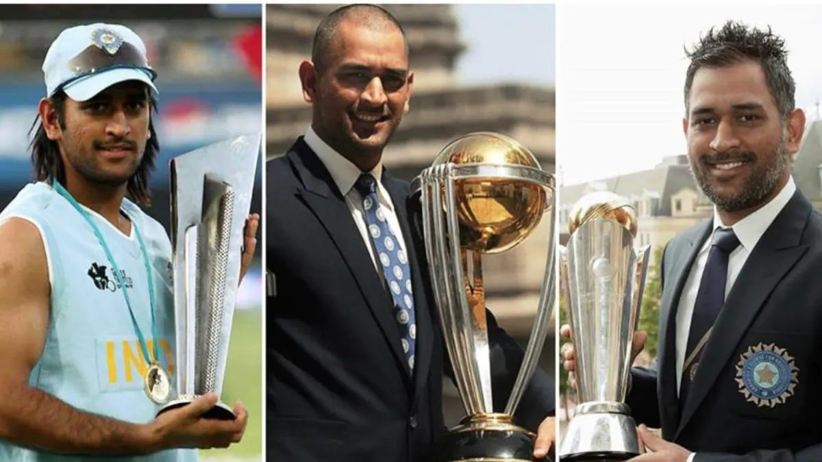 MS Dhoni With ICC Trophies