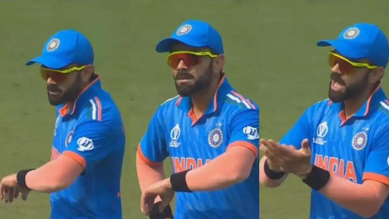 ODI World Cup 2023: Watch- Virat Kohli Keeps An Eye On His Imaginary Watch As Mohammad Rizwan Wastes Time 1