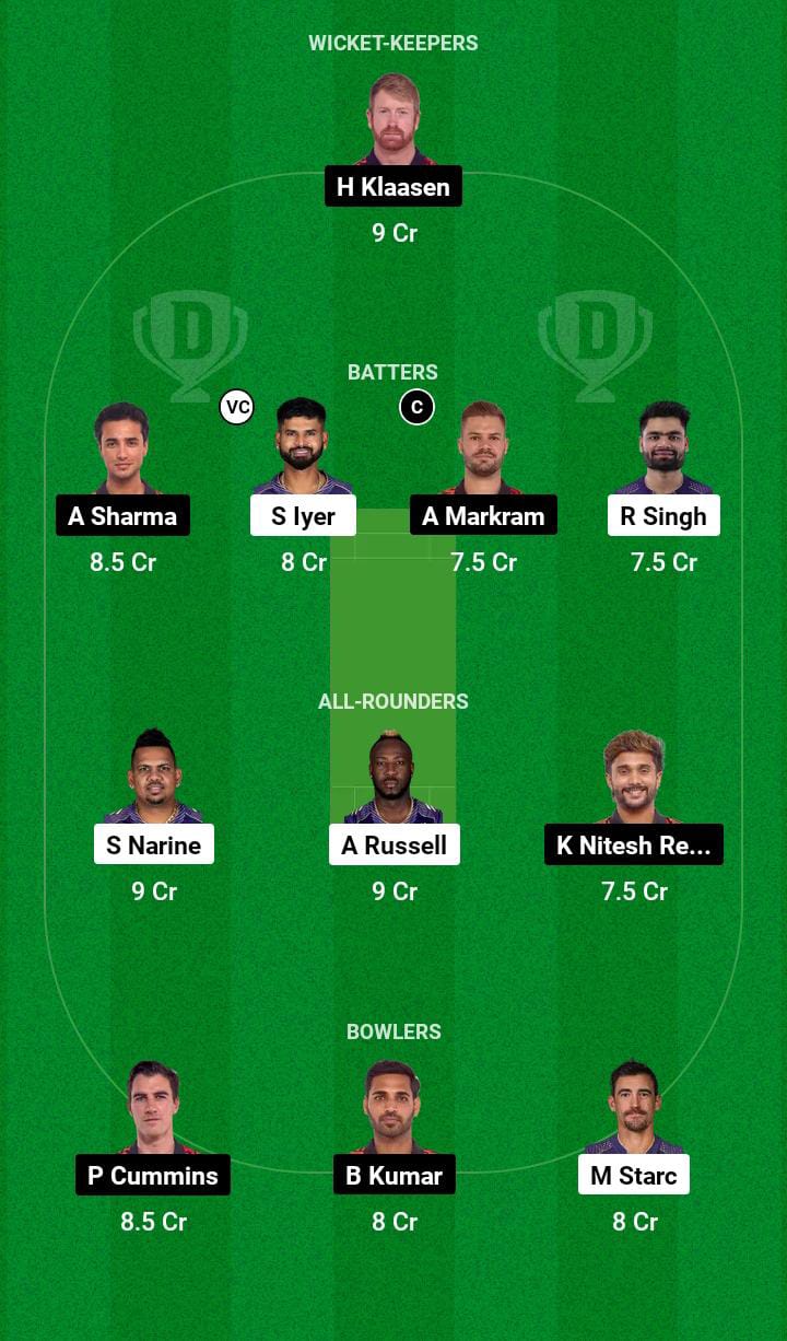 KKR vs SRH Dream11 Prediction 