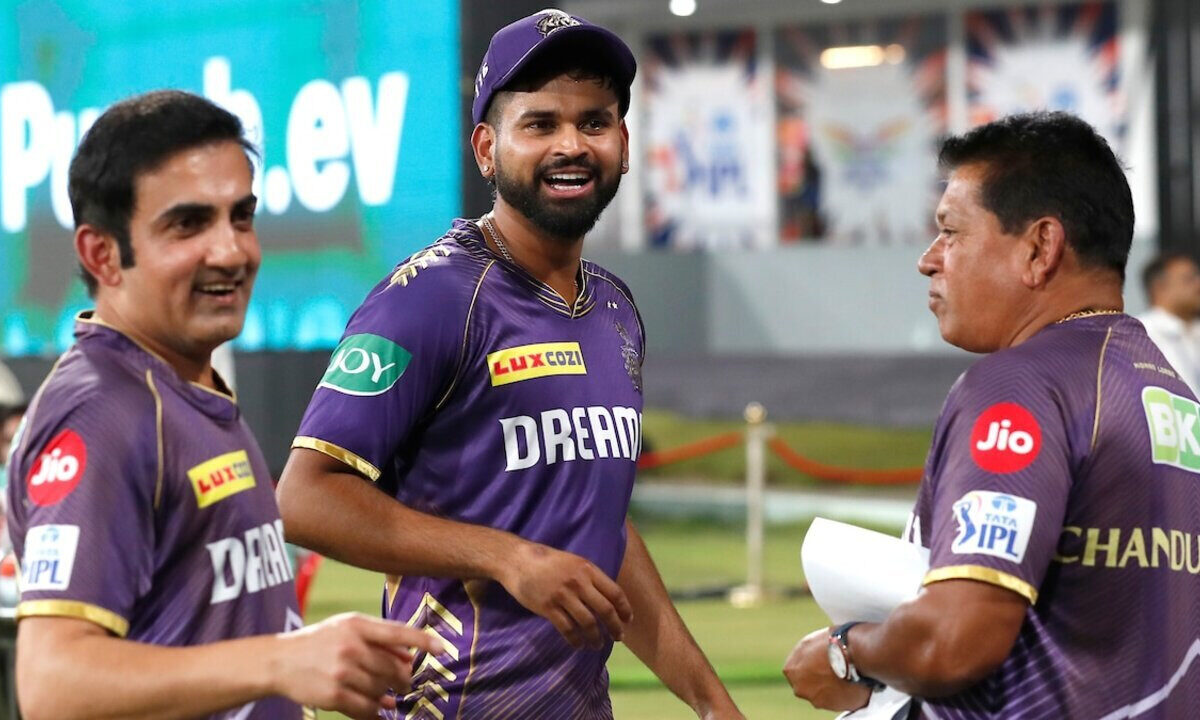 KKR captain Shreyas Iyer, mentor Gautam Gambhir and Chandrakant Pandit.