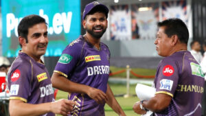 KKR captain Shreyas Iyer, mentor Gautam Gambhir and Chandrakant Pandit.