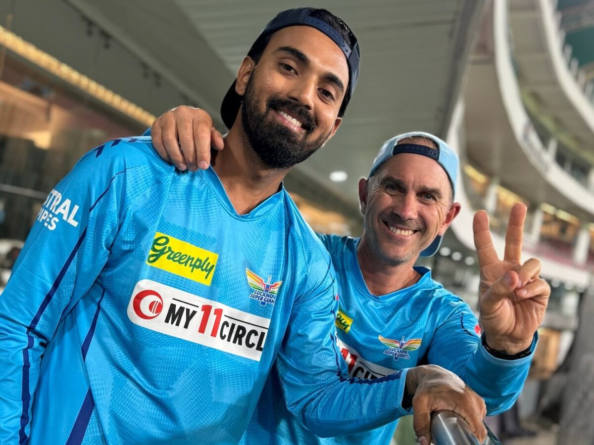 Justin Langer and Kl Rahul. Photo- LSG Twitter