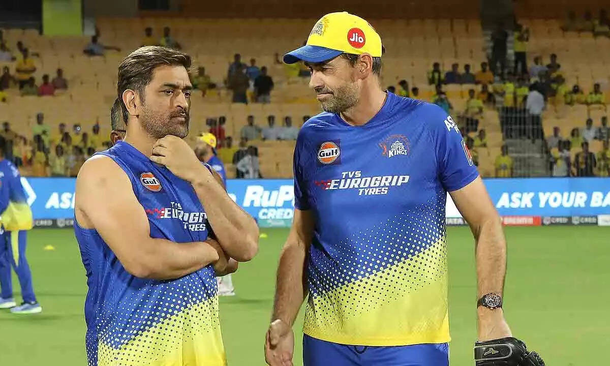MS Dhoni and Stephen Fleming. Photo- CSK Twitter