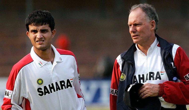 Former India captain Sourav Ganguly and coach Greg Chappell.