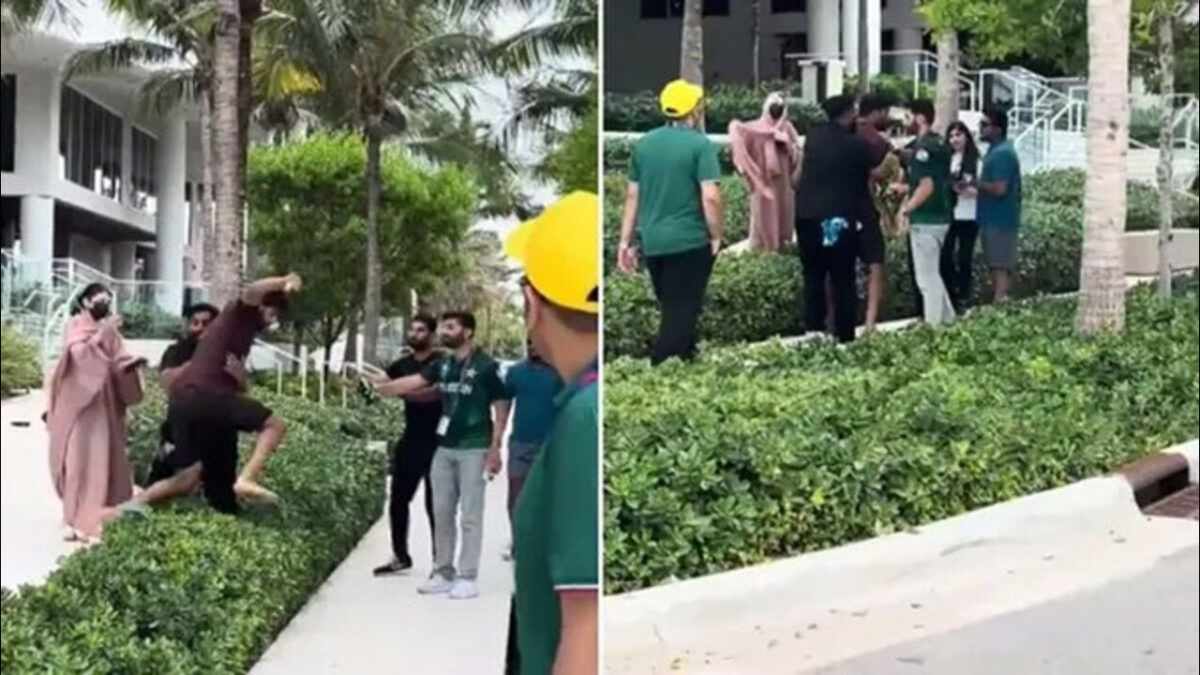 Haris Rauf in an altercation with the fan.