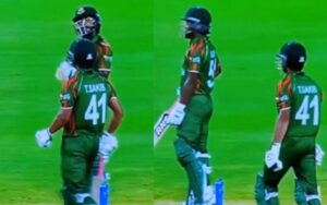 Jaker Ali asking Bangladesh dressing room for DRS consult