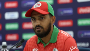 Oman captain Aqib Ilyas. Photo- ICC