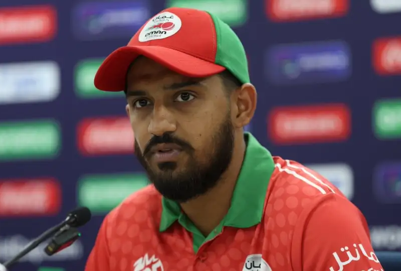 Oman captain Aqib Ilyas. Photo- ICC