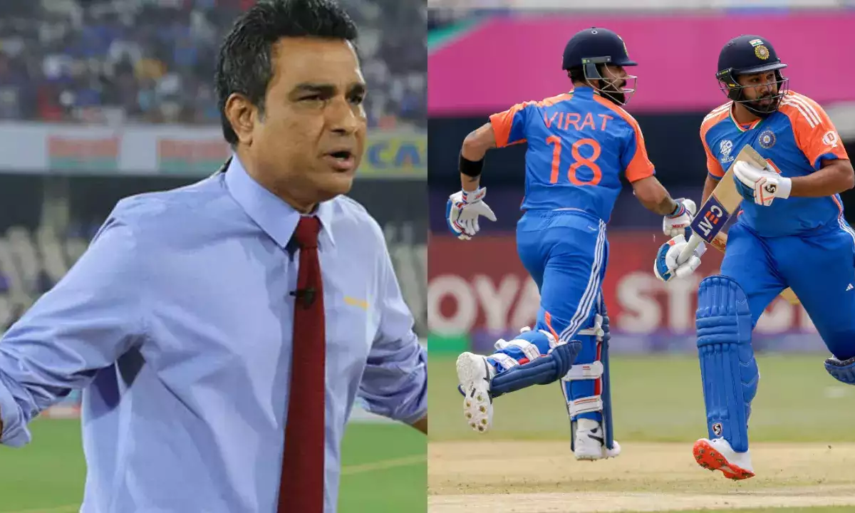 Rohit Sharma, Virat Kohli and Sanjay Manjrekar. Photo- Twitter