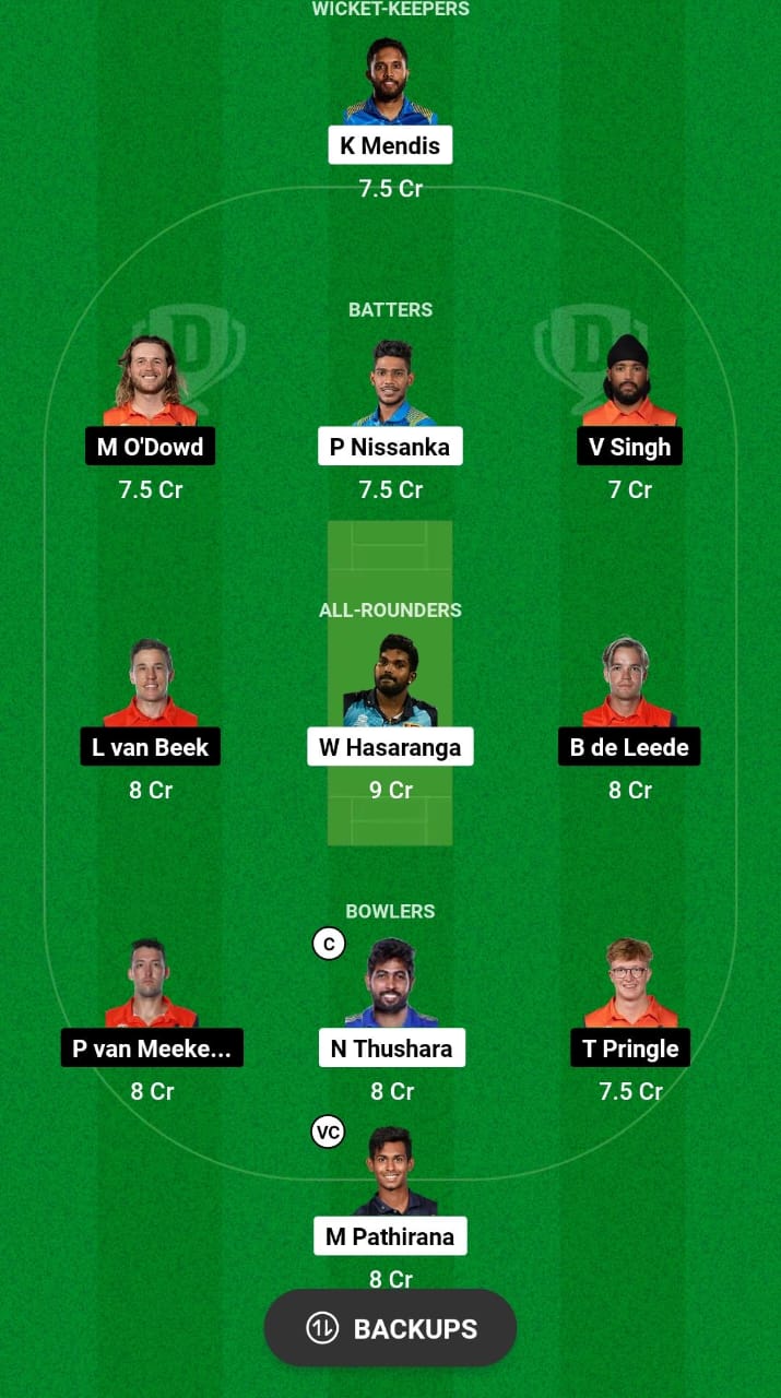 SL vs NED Dream11 Fantasy Team Prediction Today For Match 38 Of ICC T20