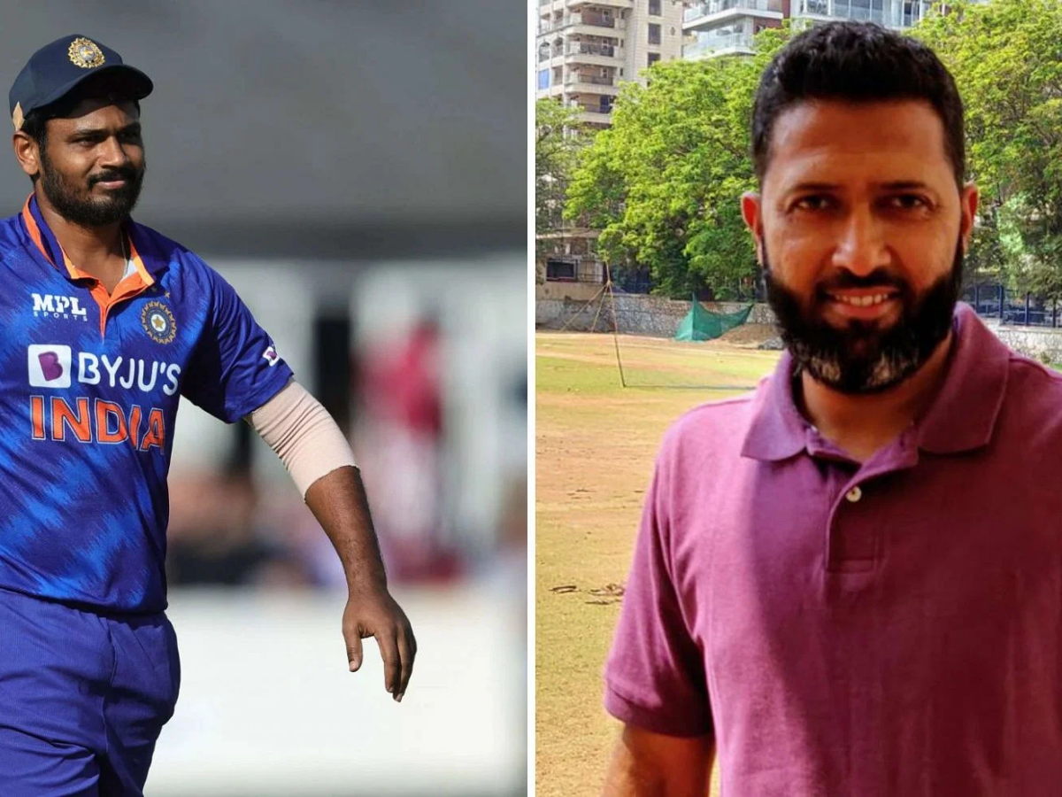 Sanju Samson and Wasim Jaffer. Photo- Twitter