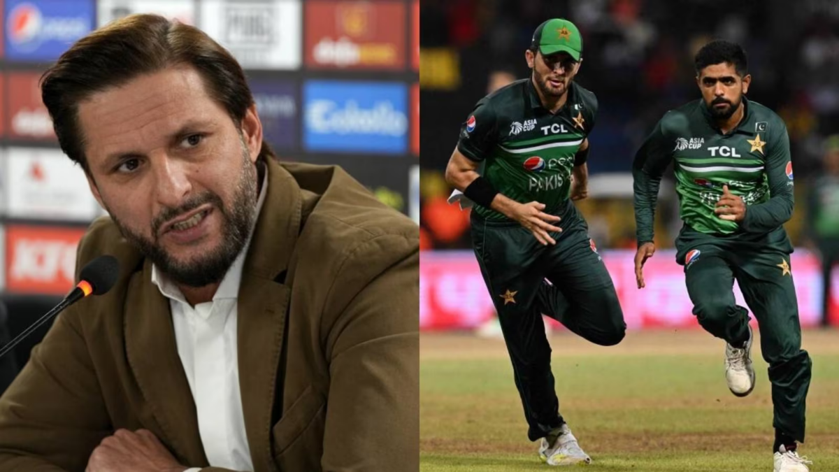 Shahid Afridi on Shaheen Afridi and Babar Azam. Photo- Twitter