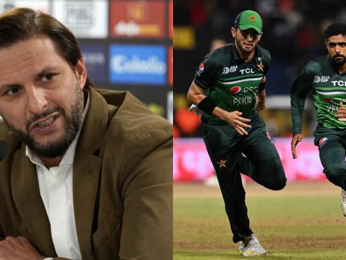 Shahid Afridi on Shaheen Afridi and Babar Azam. Photo- Twitter