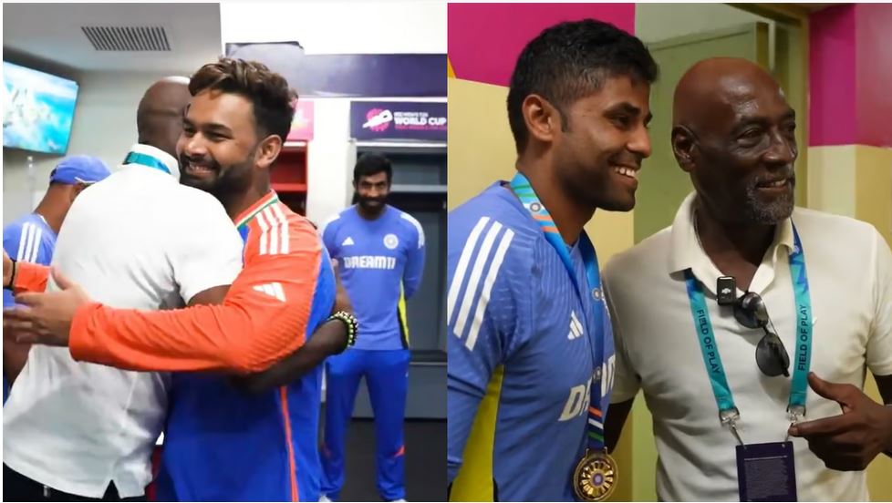 Viv Richards with Rishabh Pant and Suryakumar Yadav. Photo Credits- Indian Cricket Team Instagram