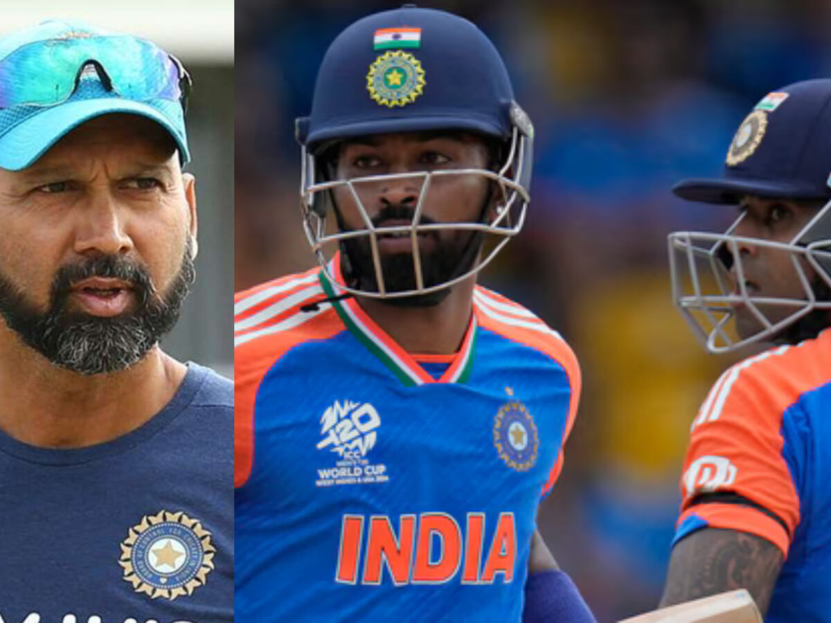 Hardik Pandya, Suryakumar Yadav and Paras Mhambrey. Photo- Getty