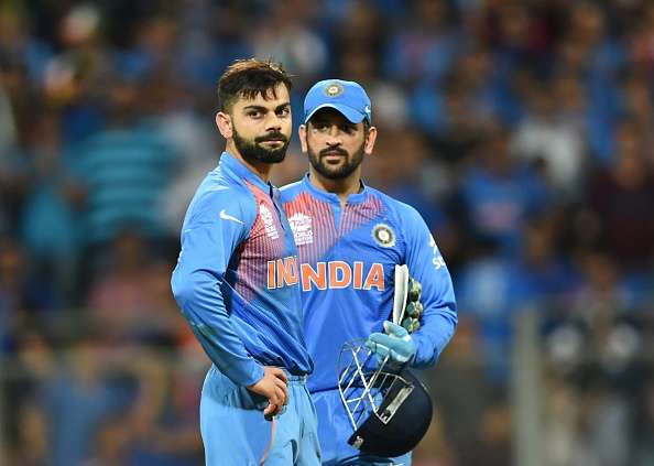 MS Dhoni and Virat Kohli. Photo- ICC